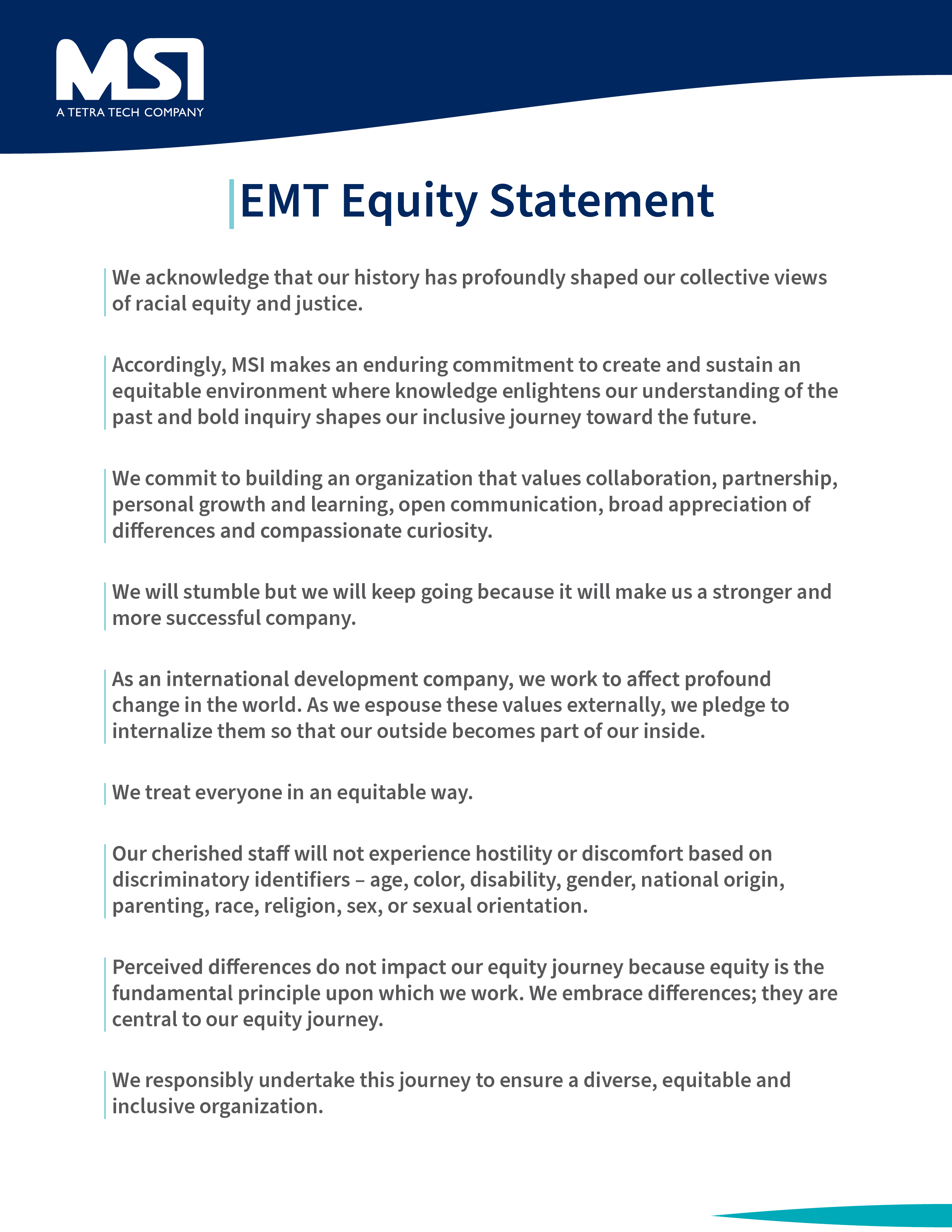 MSI EMT Equity Statement