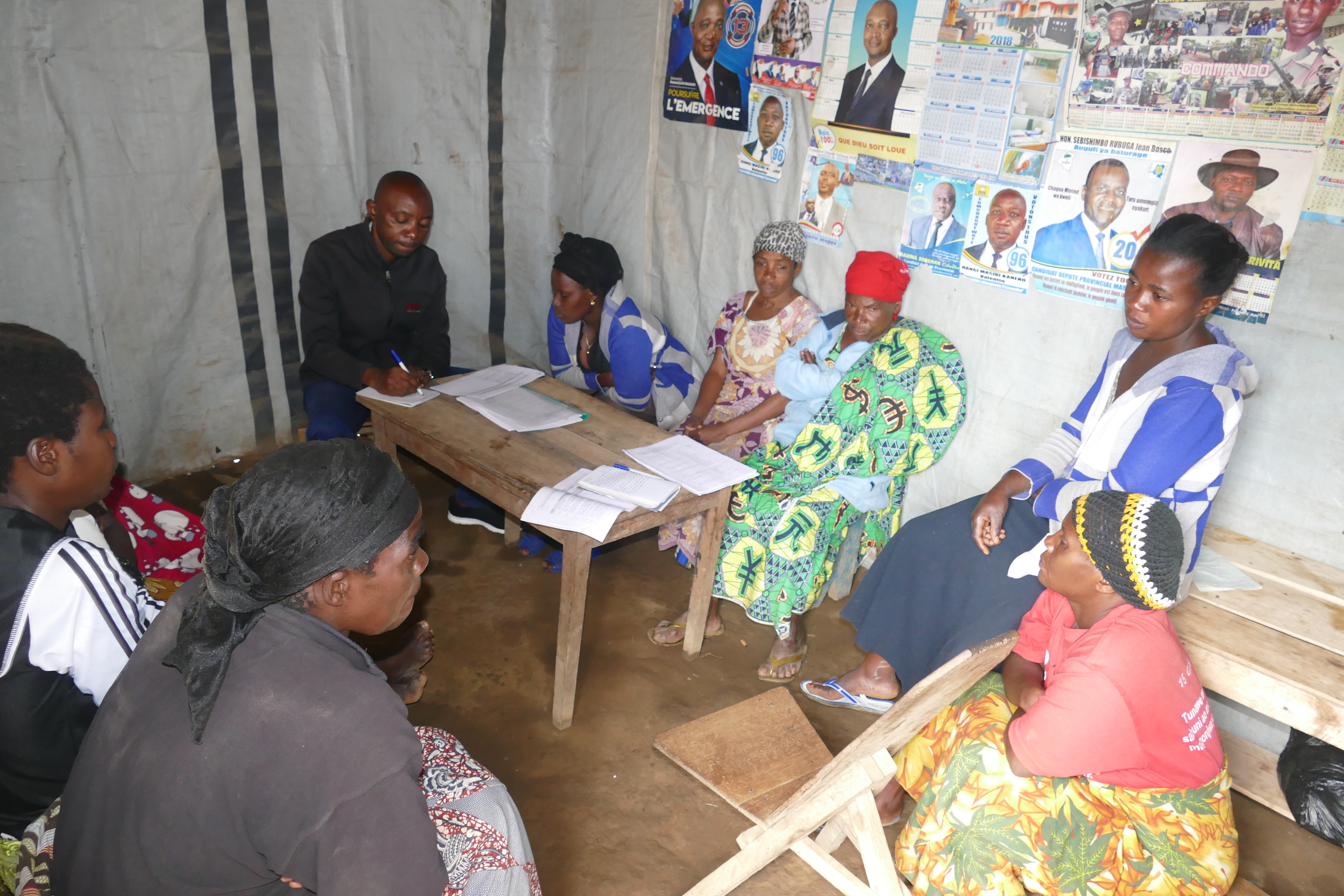 Community meeting in DRC village